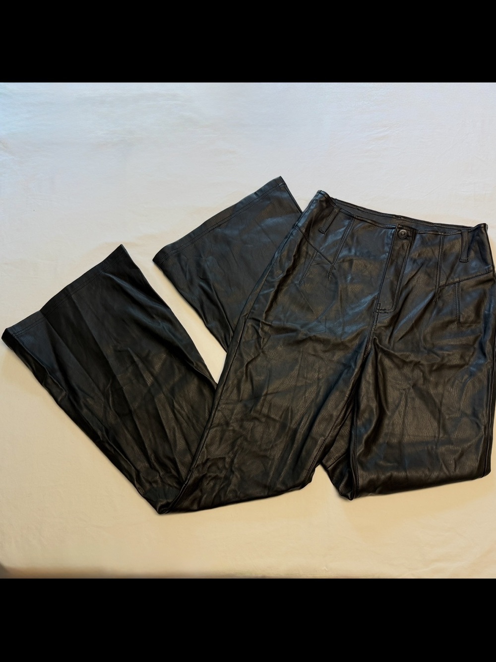 We The Free Free People CRVY Black Faux Leather Wide Leg Pants 26